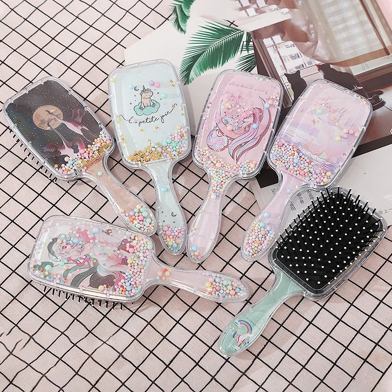 

Cartoon Cute Hair Brush Print Air Cushion Comb Transparent Massage Plastic Pony Airbag Combs Detangling Hair Brushes