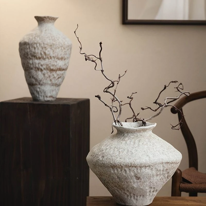 Ceramic Vase Wabi Sabi Style Vintage Vase for Home Decor, Zen Buddhist Decor, Oriental Flower Arrangement Vase for Living Room 6