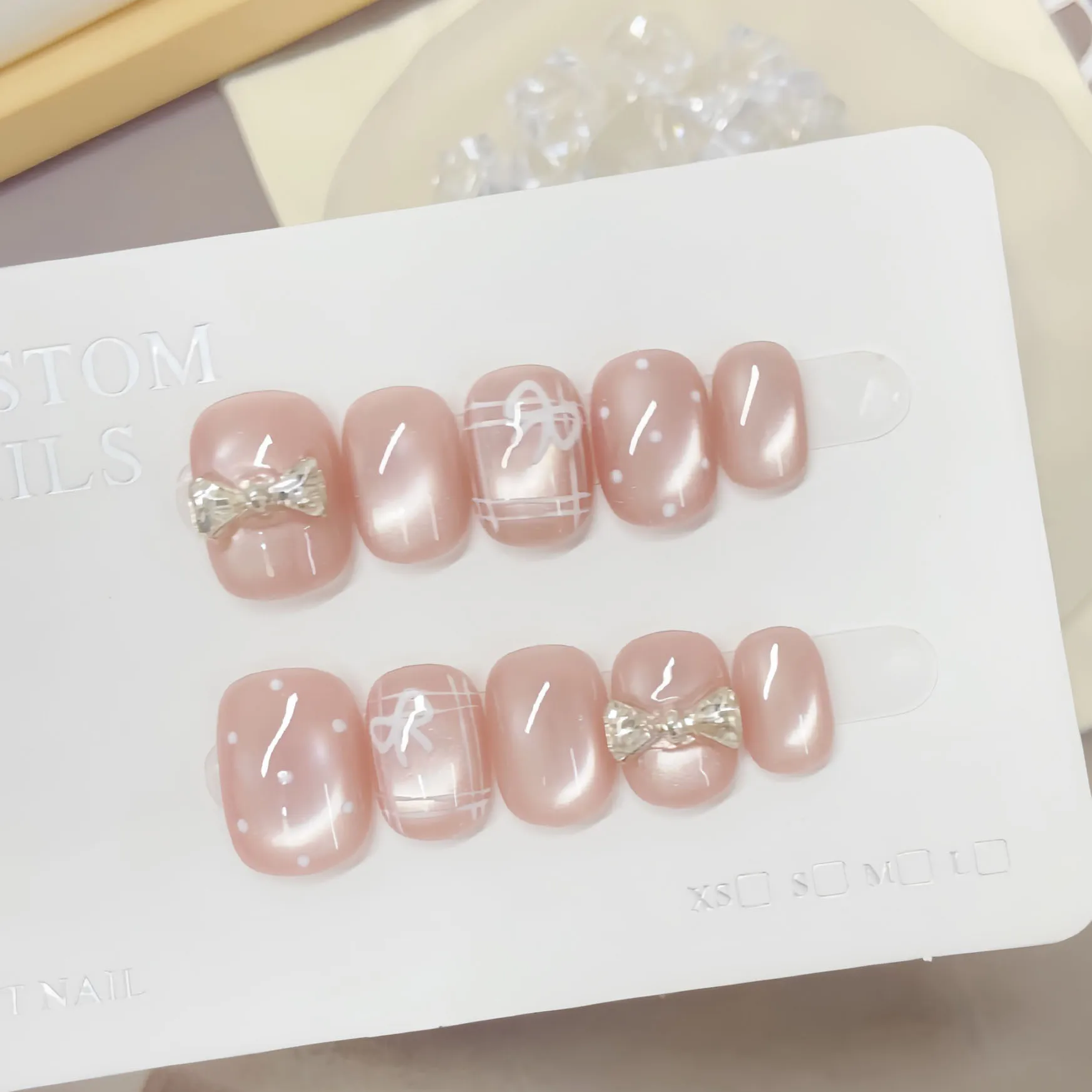 10 Stück handgefertigter Nagel zum Aufdrücken, Schmetterling, herzförmiger Katzenauge-Kunstnagel für Frauen und Mädchen, kurz, oval, abnehmbar, tragbar, falscher Nagel