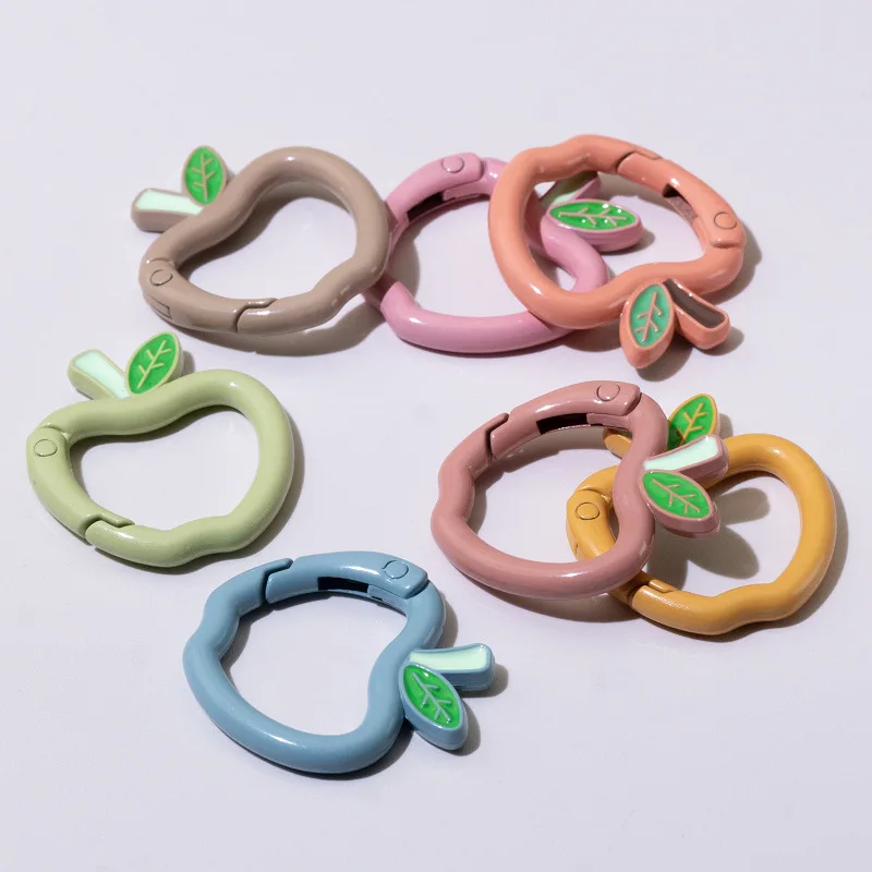 30pcs Colorful Metal O Ring Spring Clasp Openable Round Carabiner Apple Keychain Clips Dog Chain Jewelry Making Accessories