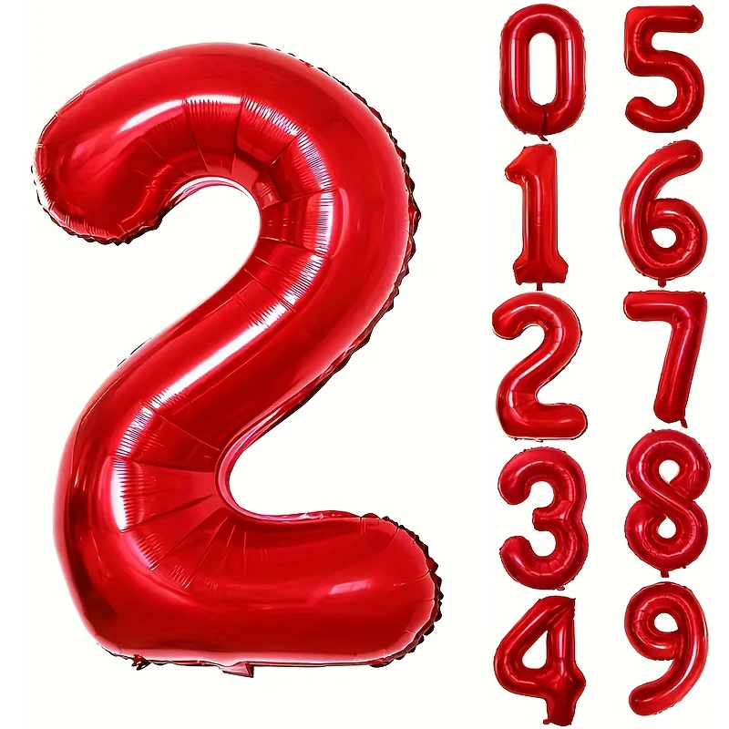 32 INCH Rood Aantal Folie Ballonnen voor Verjaardag Jubileum Party Decor, Grote Familie Viering Foto Achtergrond Decoratie Set