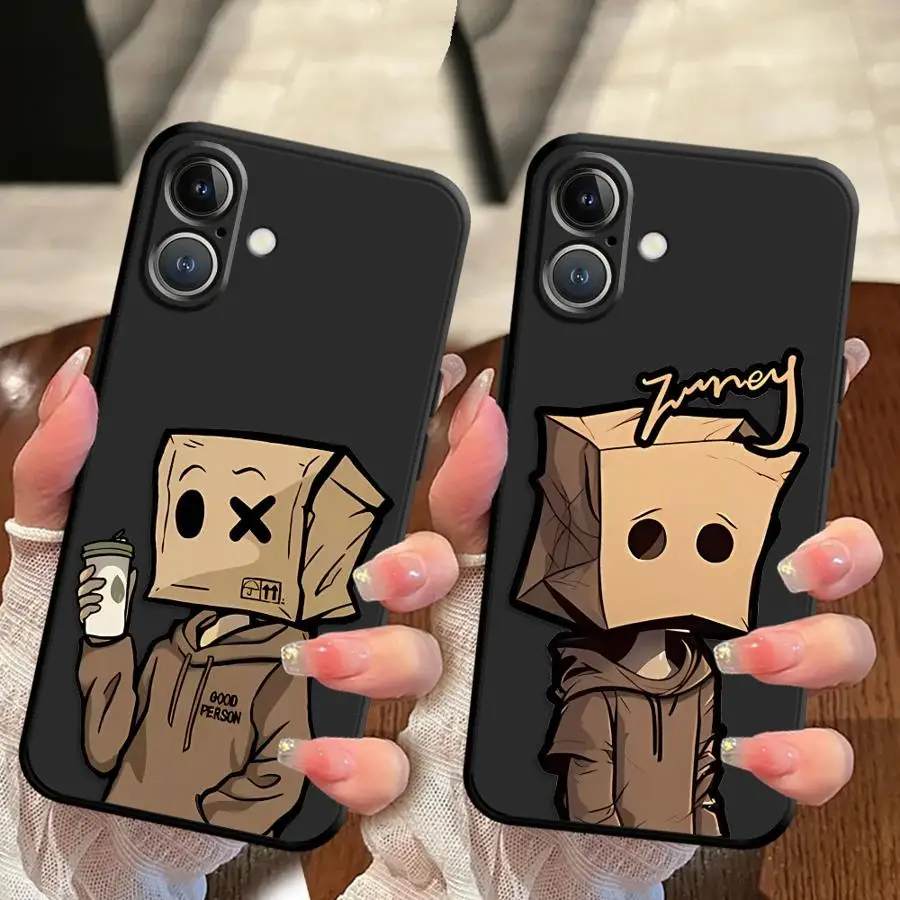 ايمو الكرتون ورقة رجل نمط الحال بالنسبة آيفون SE 14 12 13 Mini 7 8 15 Plus 17Air X XS XR 11 17 16 Pro Max لينة عودة غطاء الهاتف
