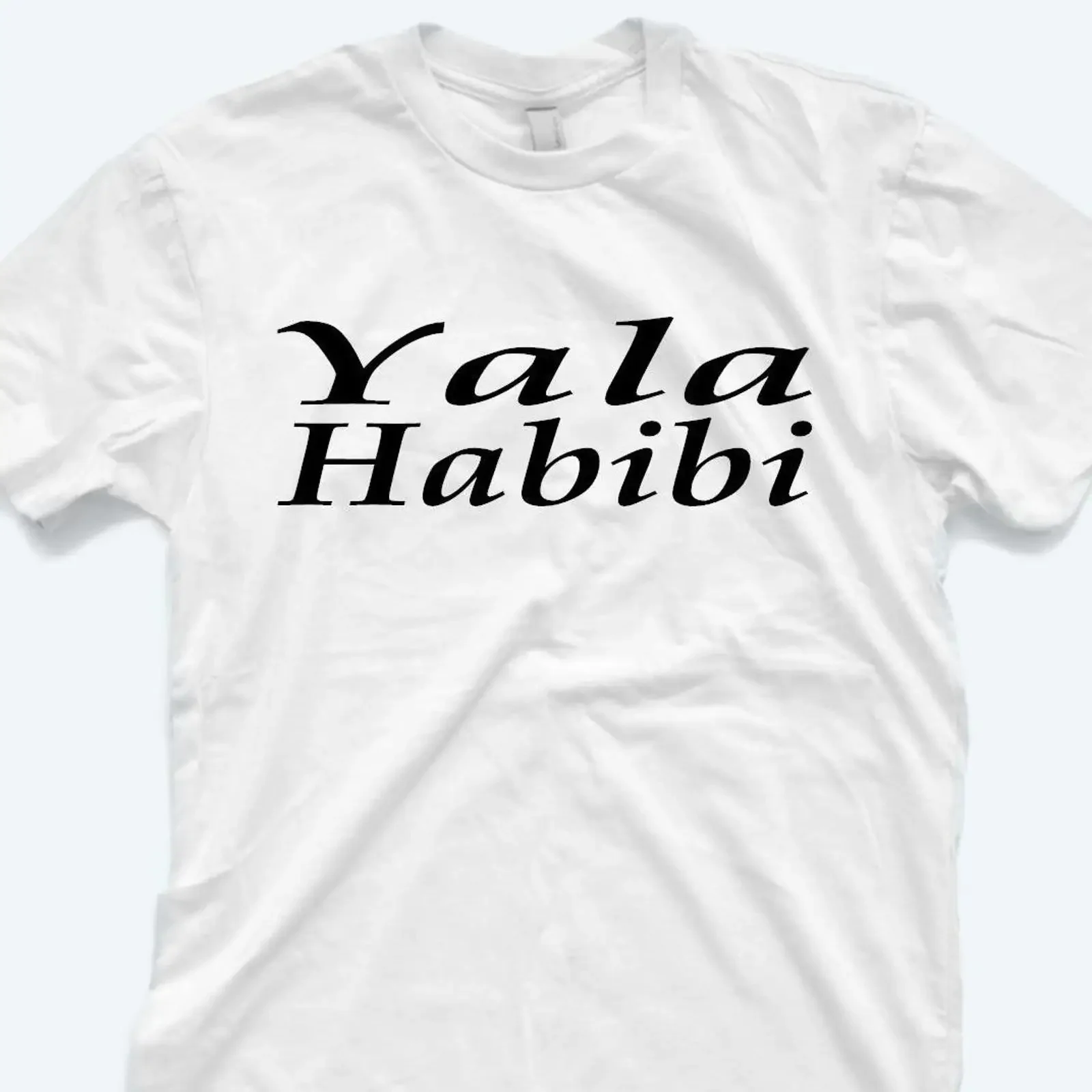 Футболка Yala Habibi с арабским текстом, винтажная, дизайнерская, с эффектом потертости, с графическим принтом, эластичная, стильная, мягкая, слегка комфортная, модная.