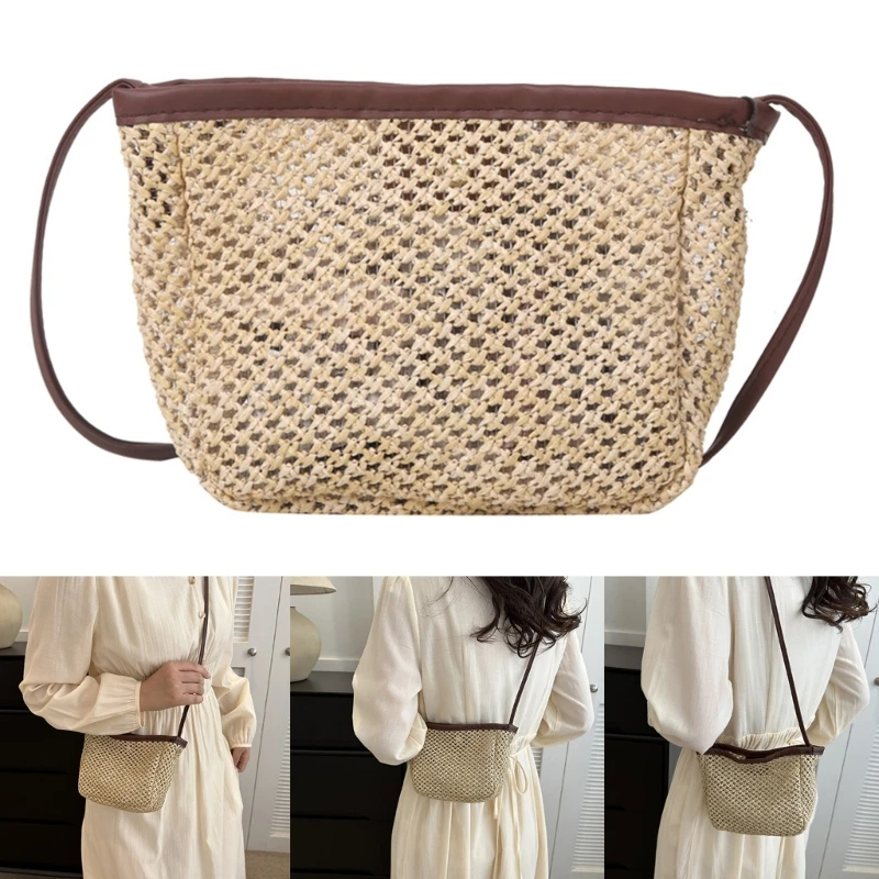 Mini Vierkante Zakken Mode Dame Portemonnee Straw Weave Crossbody Tas Geweven Schoudertas voor Vrouwen Meisje