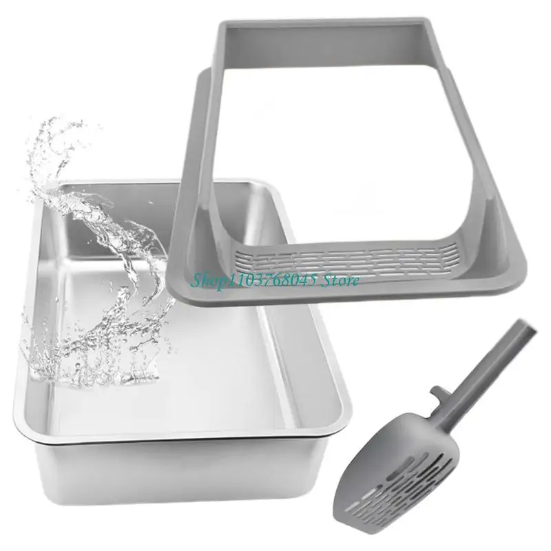 

R53F Stainless Steel Semi Enclosed Cats Litter Box With Odor Control And Low Entry