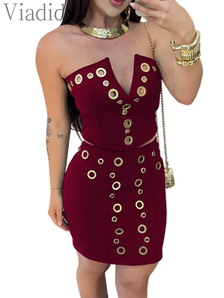 

Женский сексуальный однотонный топ-бандо без рукавов без бретелек и узкая юбка с высокой талией, комплект из 2 предметов