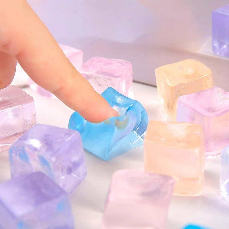 10 Pcs Mini Release Stress Transparent Small Ice Block Pinch Music Children Simulation  Relaxing Mood Squeezing Toy Birthday Gif