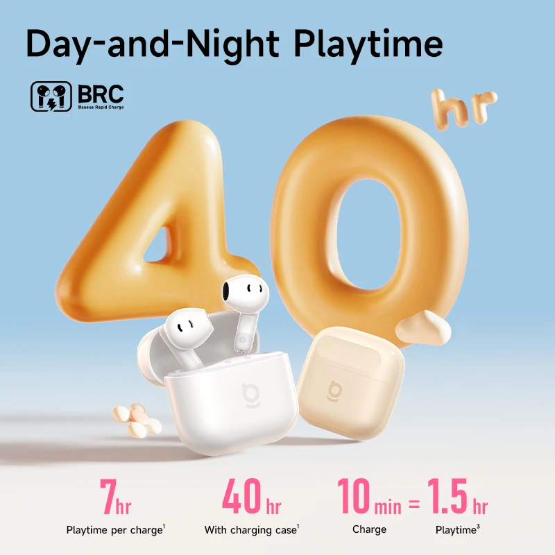 Baseus Bass BS2 Lite True Wireless Earbuds Bluetooth 6.0 Semi-In-Ear-Kopfhörer 2-Mikrofon AI ENC 40H Spielzeit IP55 SuperBass Ohrhörer