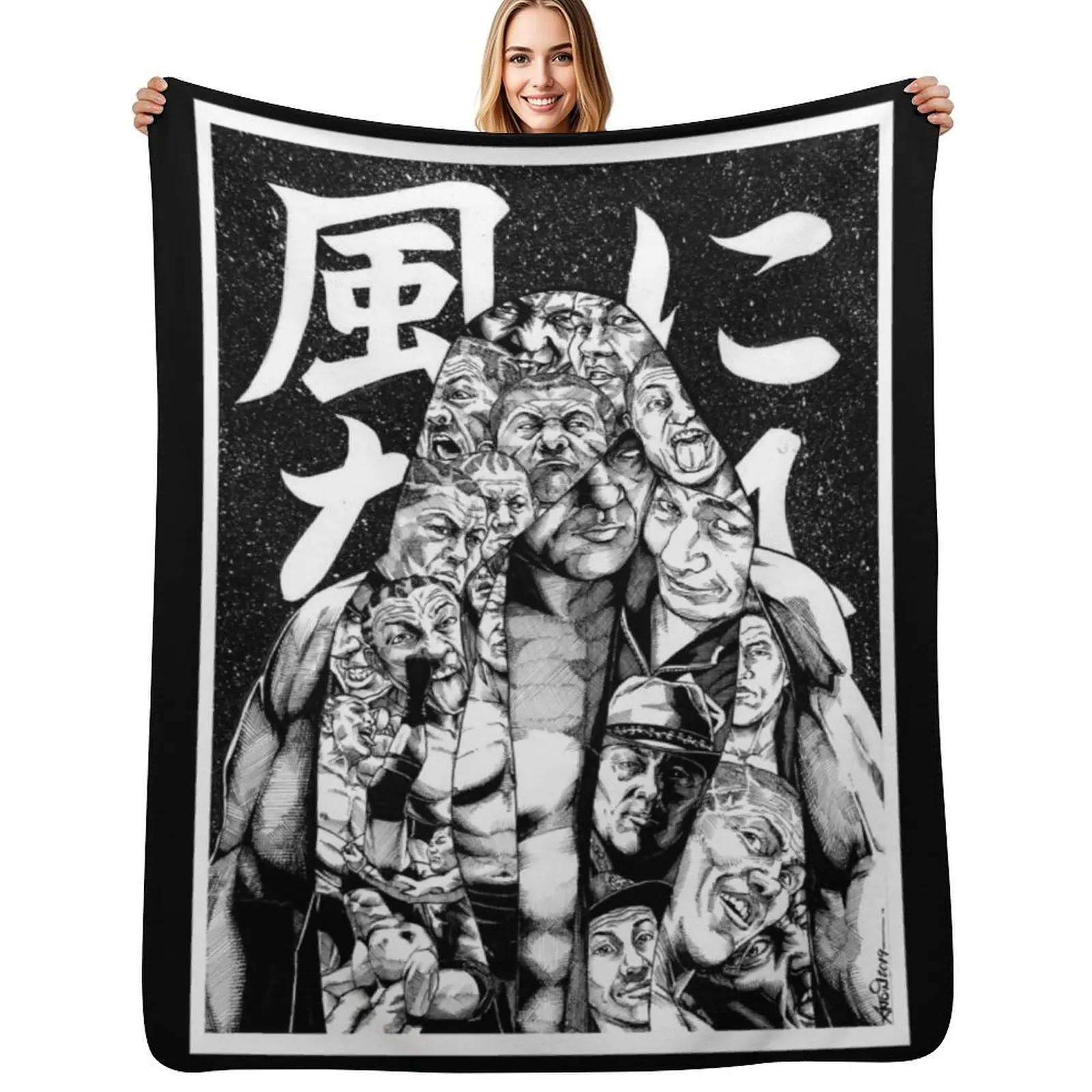 KAZE NI NARE (BLANCO) Manta decorativa suave y acogedora para decoración del hogar