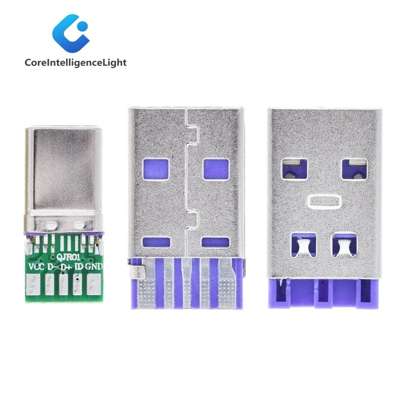 1 مجموعة شحن سريع نوع-C USB 65 واط 5A ذكر موصل لحام مع 5Pin PCB + نوع ذكر 6 دبوس USB لتقوم بها بنفسك OTG شحن البيانات لتقوم بها بنفسك عدة