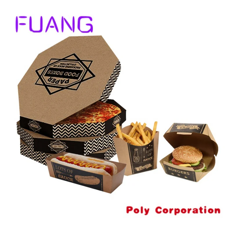 

Custom Wholesale eco 12 14 inch 35cm corrugated chips packaging custom printed take away kraft paper food pizza burger boxes wi