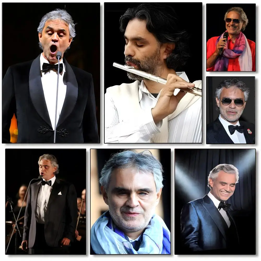 Singer A-Andrea Bocelli Poster Self-adhesive Art Waterproof Paper Sticker Coffee House Bar Room Wall Decor