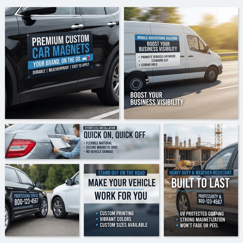 Custom Magnetic Vehicle Decals Portable Easy Install Stickers for Fridge Car Door Side Door Commercial Promotion Available in Mu