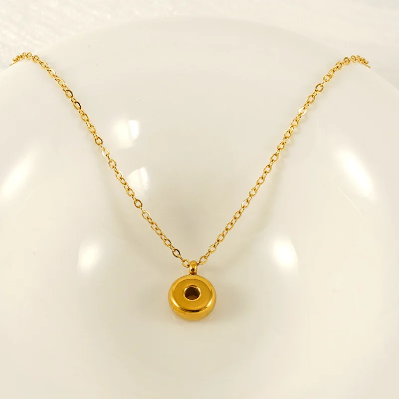 New Mini Bubble Gold Color Stainless Steel 26 English Letter Initials Pendant Necklace for Women Jewelry Bulk Sale image 4