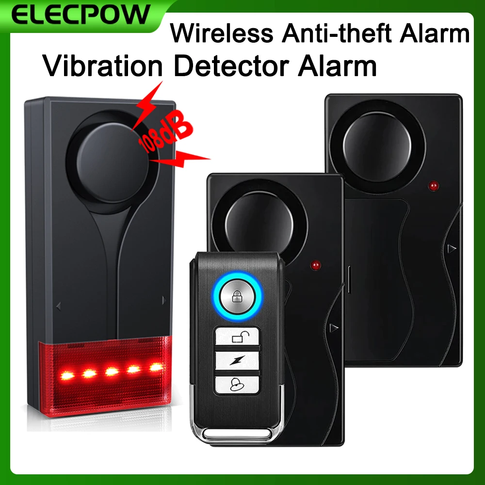 Elecpow Door And Window Vibration Alarm Wireless Anti-Theft Home Security Alarm 110dB Bicycle Burglar Alarm With Remote Control