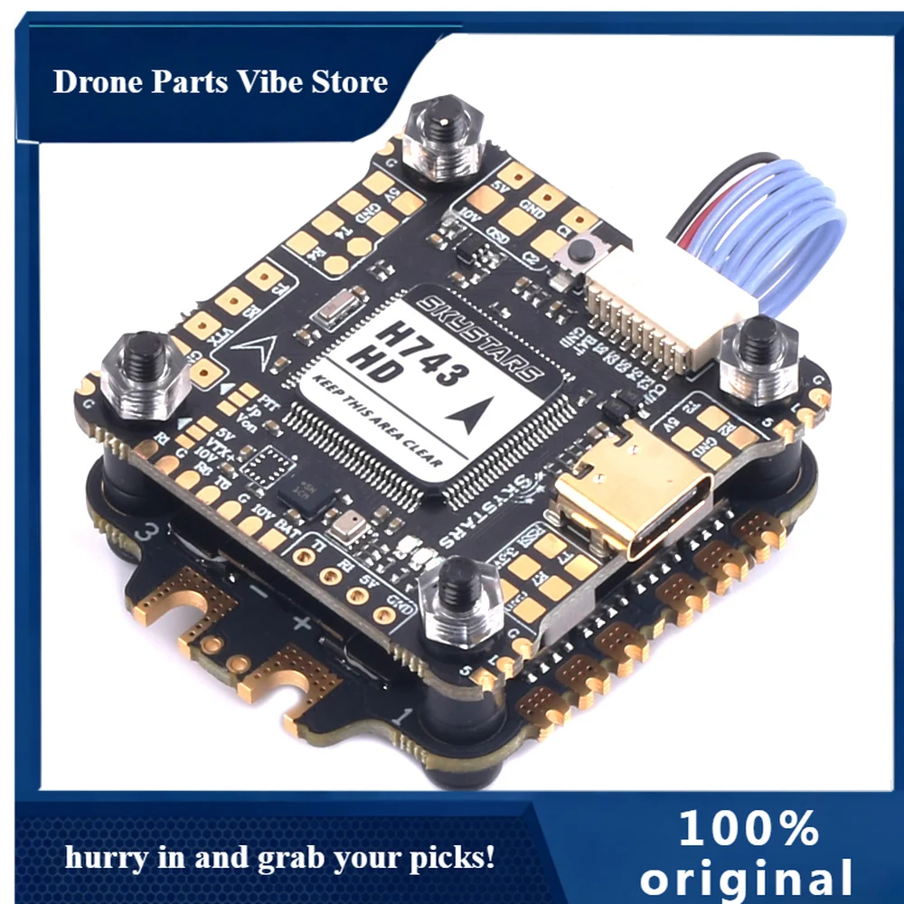 Contrôleur de vol APSKYSTARS H743 HD Singe Gyro H7 X8 avec OSD et ESC 4-en-1 Blheli32 60A KO60