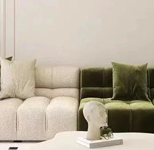 Simple module sofa fabric color matching tofu corner