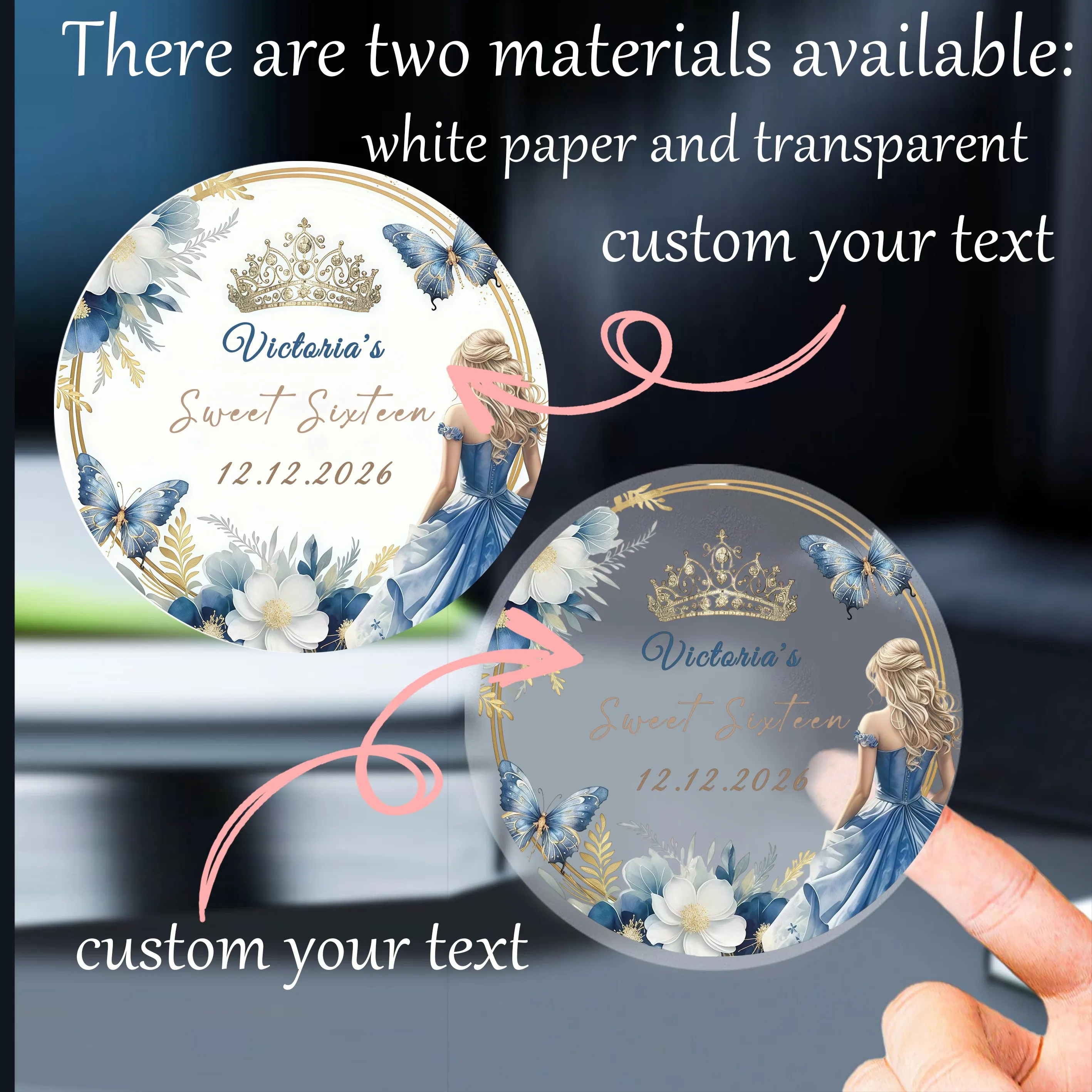 Customized Birthday Text Stickers, Custom 15Th Birthday Photo Stickers, Baptism Stickers, Transparent or White Effect, Suitable for Friends and Family to Express Blessings and Commemorations Suitable for Baptism, Personalized Stickers, Fresh Style Stickers, Birthday Seal Stickers, Name Stickers, Party Decoration Supplies, Suitable for Stores, Gift Packaging Stickers.
