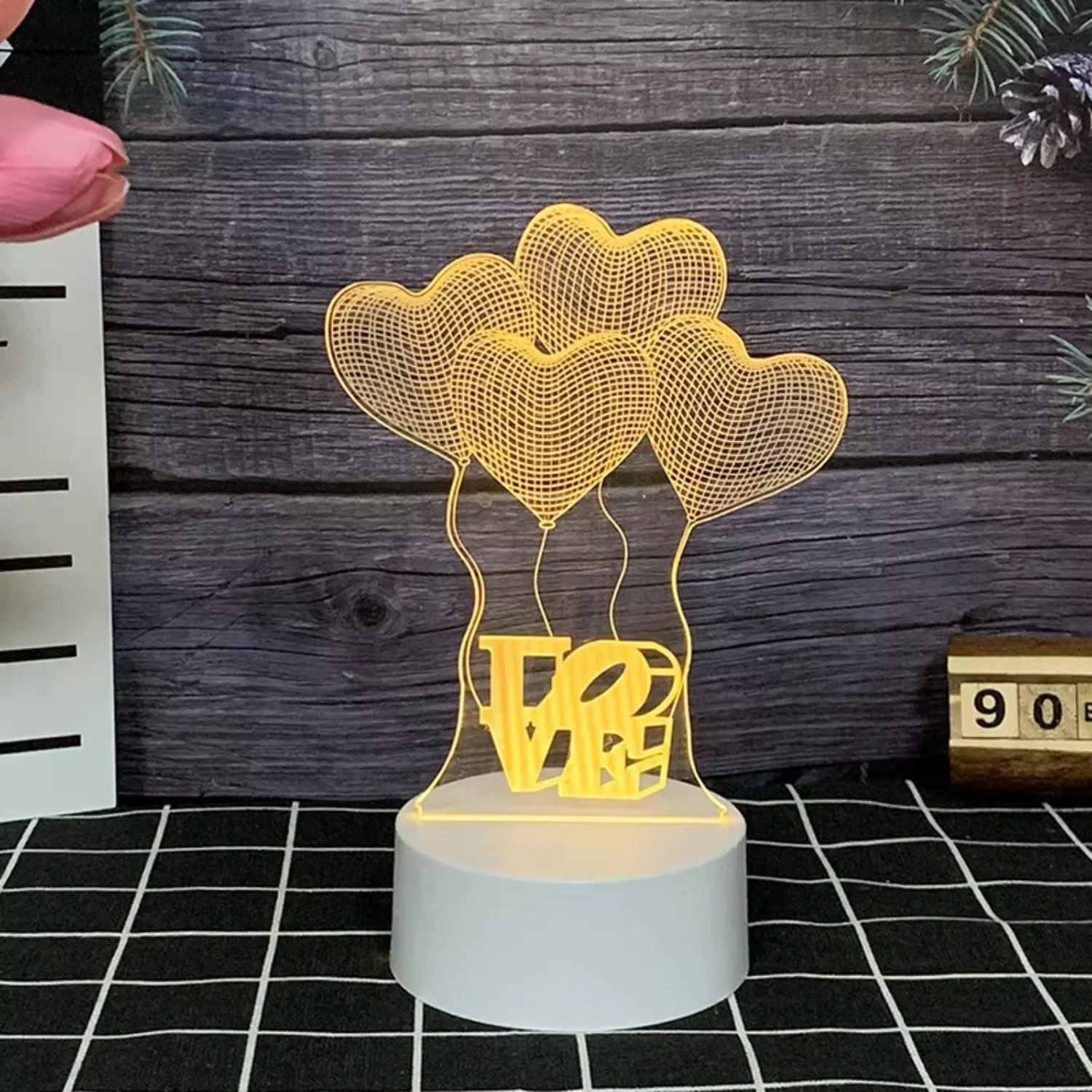 

factory wholesale logo acrylic pad with ABS base valentines birthday festival atmosphere gift bedside light