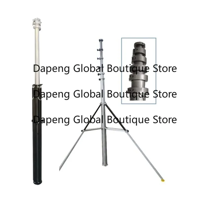 Small Lightweight Fast Extension Yagi Antenna 10m 33ft Foldable Telescopic Tripod Aluminum Push Up Telescopic Mast
