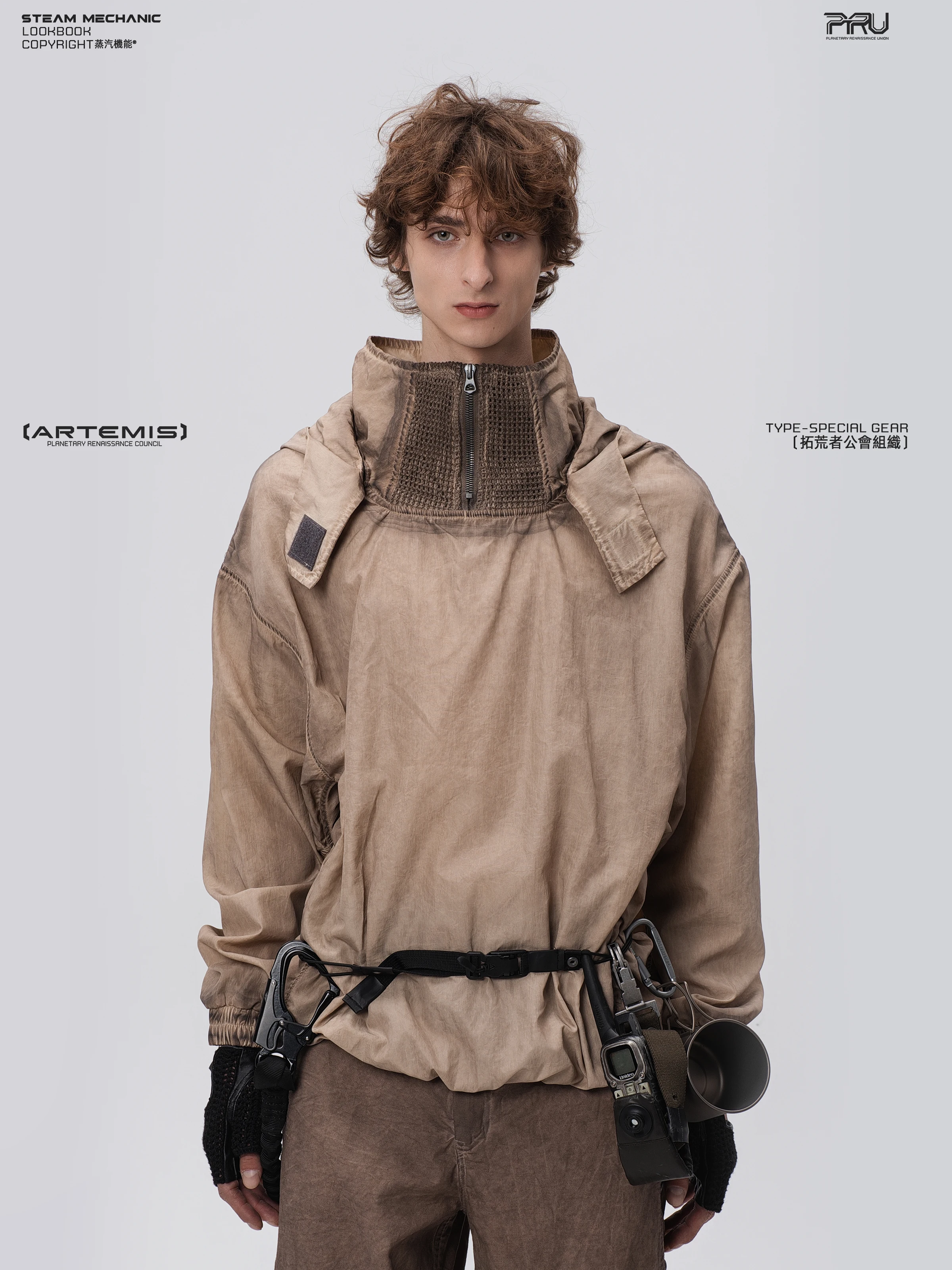 البخار 25AW غسلها بالماء المتعثرة سايبربانك القفار الشرير مستقبلية موضة الشارع الشهير ملابس العمل انفصال مقنعين البلوز