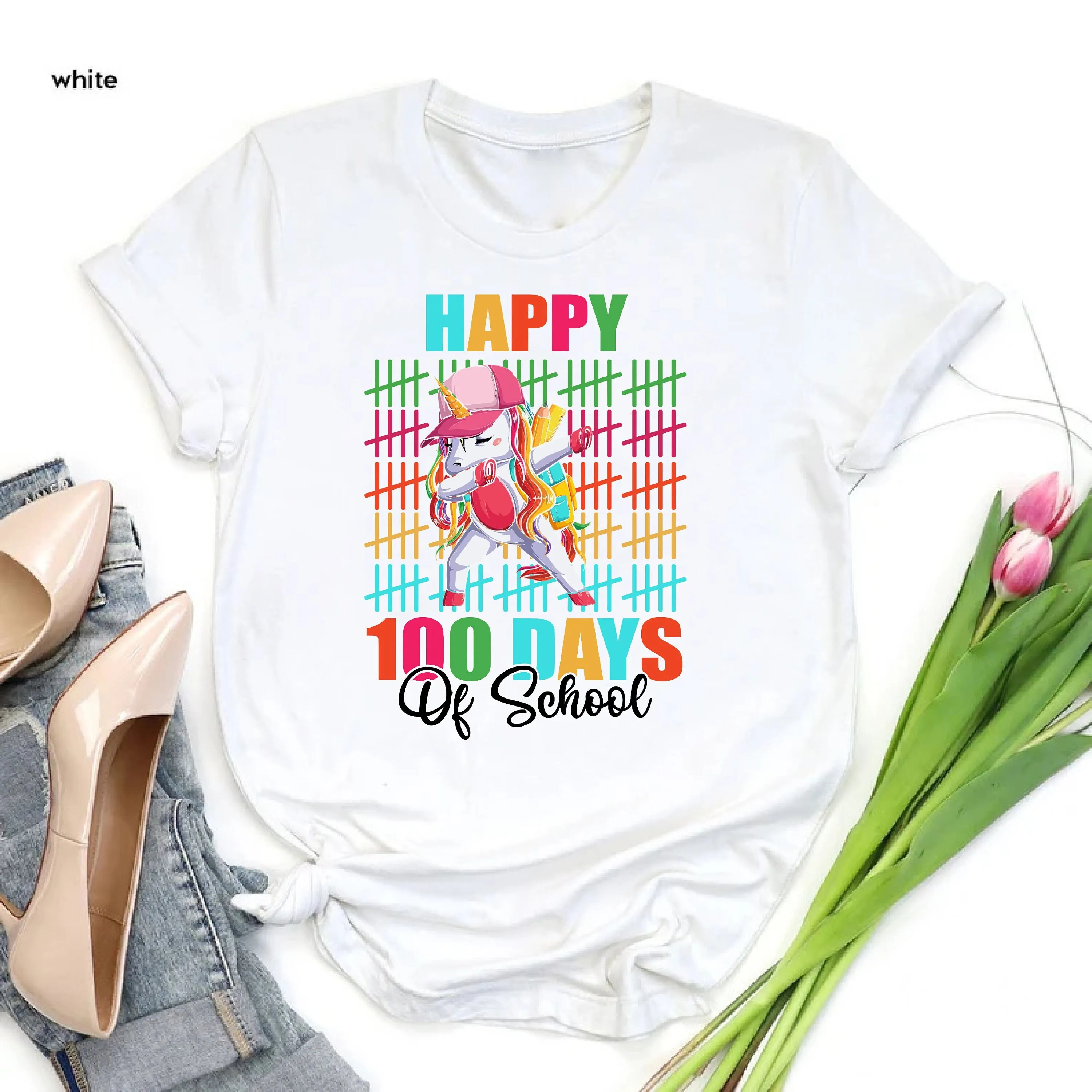 

Funny Unicorn 100th Day T Shirt 100 for Girls Happy Days Of School Teacher's Appreciation
