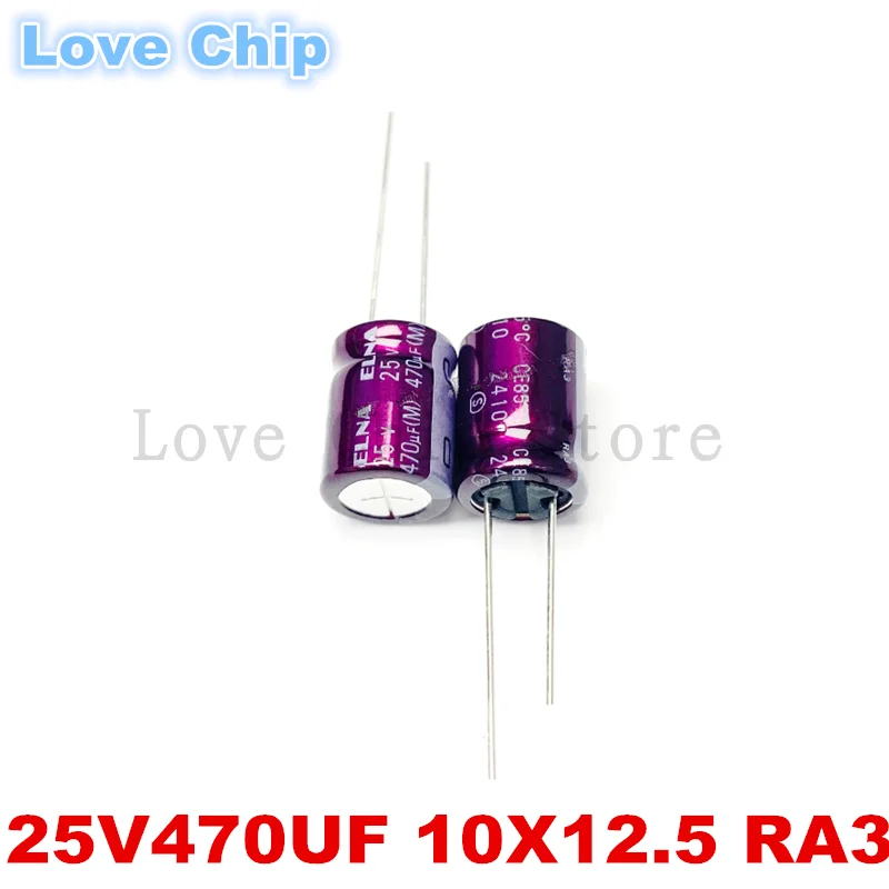 

5 шт./10 шт./50 шт. аудиоконденсаторы серии ELNA RA3 470 мкФ/25 В 25V470UF 10*12,5 мм 85 ° Низкоимпедансный аудиоэлектролитический конденсатор с низким ESR