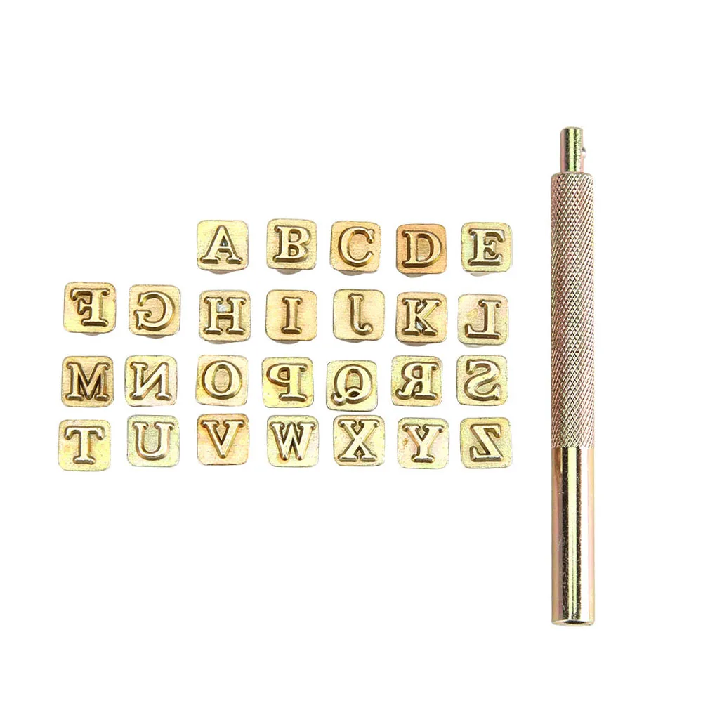 6mm Letter Stamping Set Carbon Steel Punch Gold Alphabet Stamper Metals Wood Leather Tools Leather Stamping Handicraft