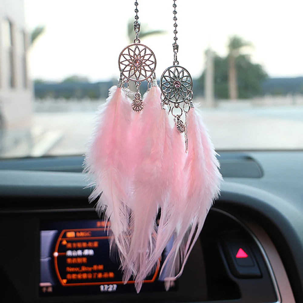 

Mini Dream Catcher Car Pendant Wind Chimes Feather Car Interior Decor Wall Hanging Adornment Handmade Dreamcatcher Gifts