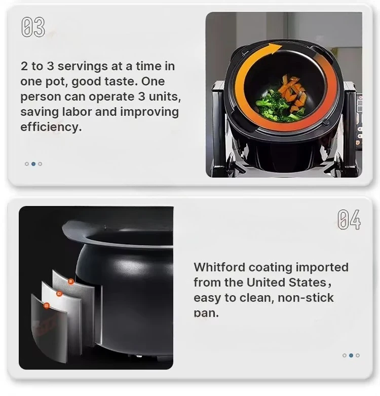 Automatyczny inteligentny robot do szybkiego gotowania jedzenia z 10 poziomami mocy, 6 funkcjami gotowania, wielofunkcyjna maszyna do gotowania w bębnie i smażenia.