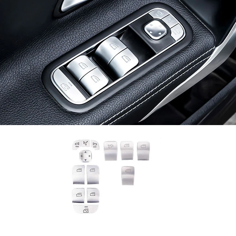 Tampa da fechadura da porta do carro janela de vidro botão elevador capa guarnição adesivo apto para mercedes benz a b classe gla glb cla w177 w247 h247 x247