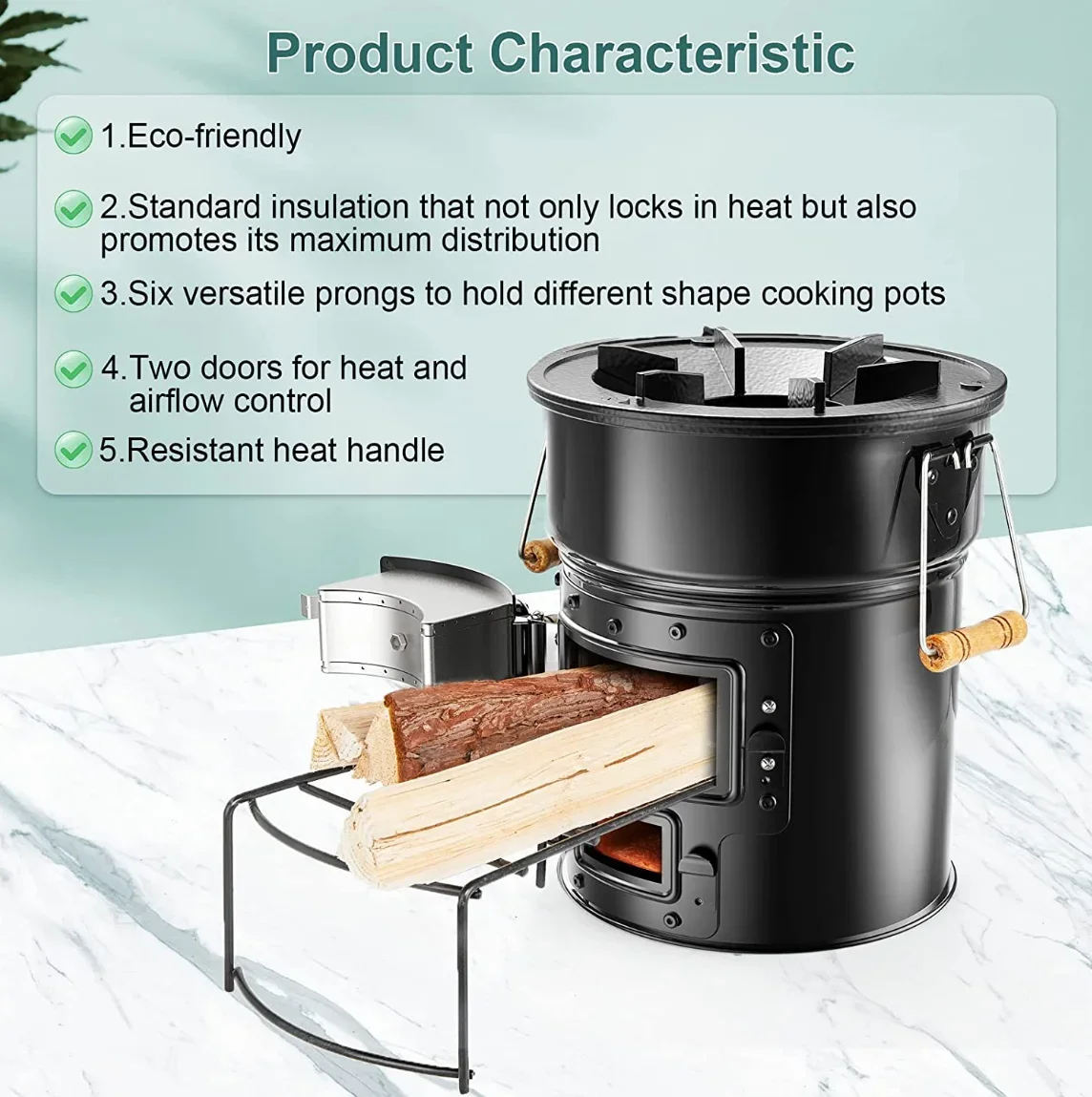 Eco Friendly Portable Biomass Wood Stove Smokeless Wood Burning Stove