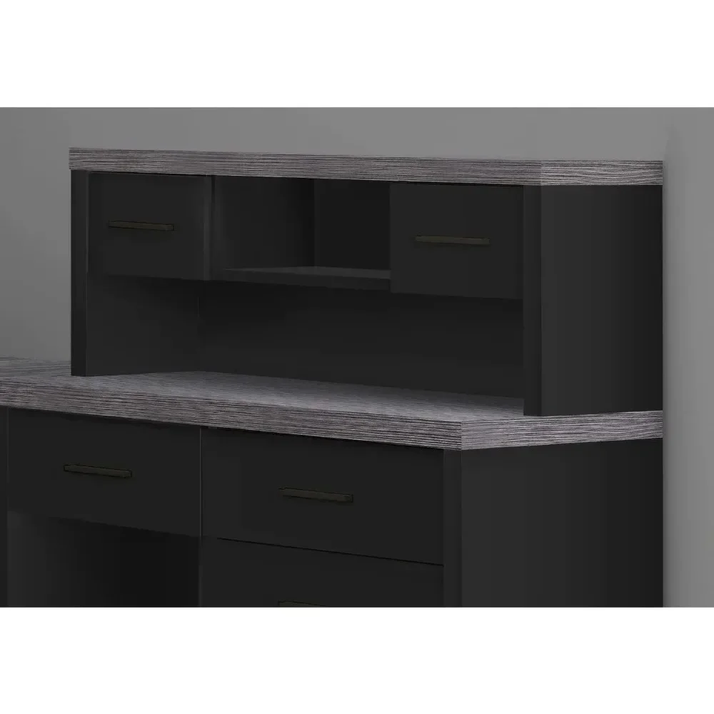 Mesa do computador em forma de L, mesa de canto esquerdo ou direito com cabina, 60 "L (preto-cinza superior), mesa de recepção, mesa do pessoal