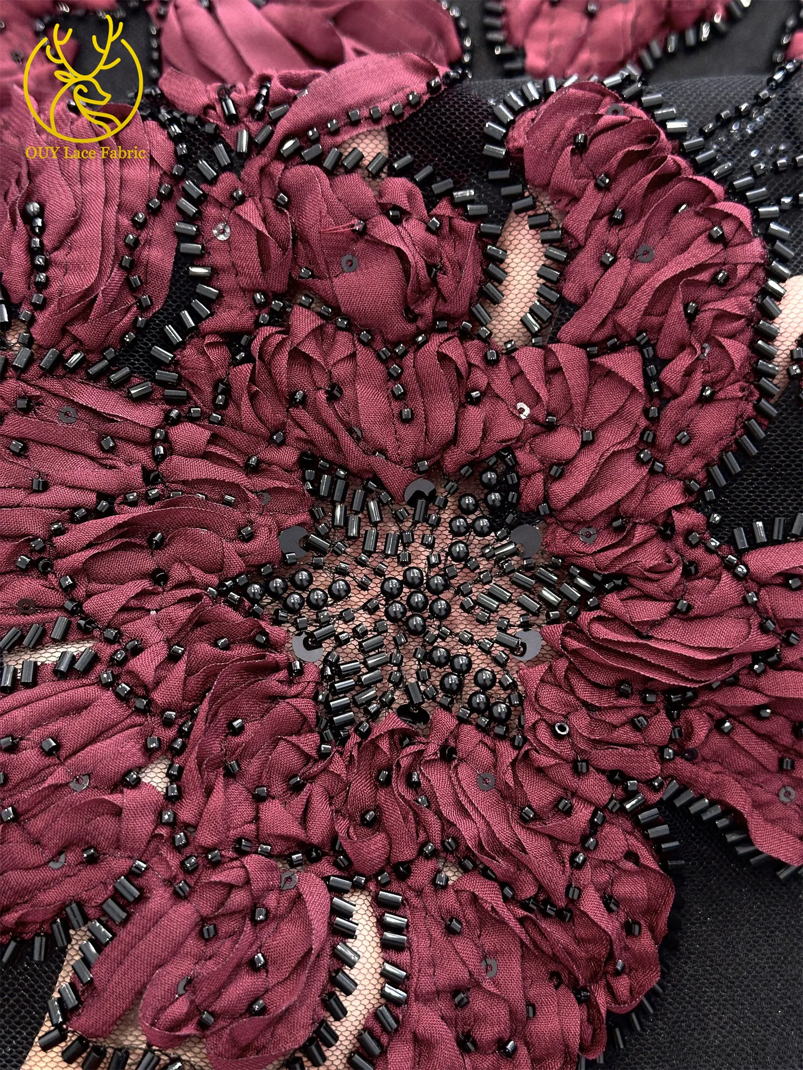 الفرنسية ثلاثية الأبعاد زهرة فستان الزفاف الدانتيل النسيج الأفريقي النيجيري مطرز الترتر المطرزة أقمشة الدانتيل لحفل الزفاف 5 ياردة