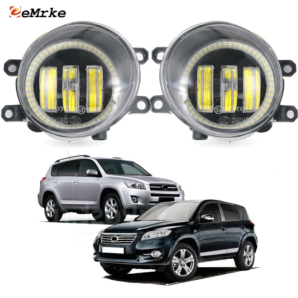 

Led Fog Lights Assembly PTF with Lens for Toyota RAV4 III Vanguard 2009 2010 2011 2012 Led Angel Eyes Halo Driving Car DRL Lamp