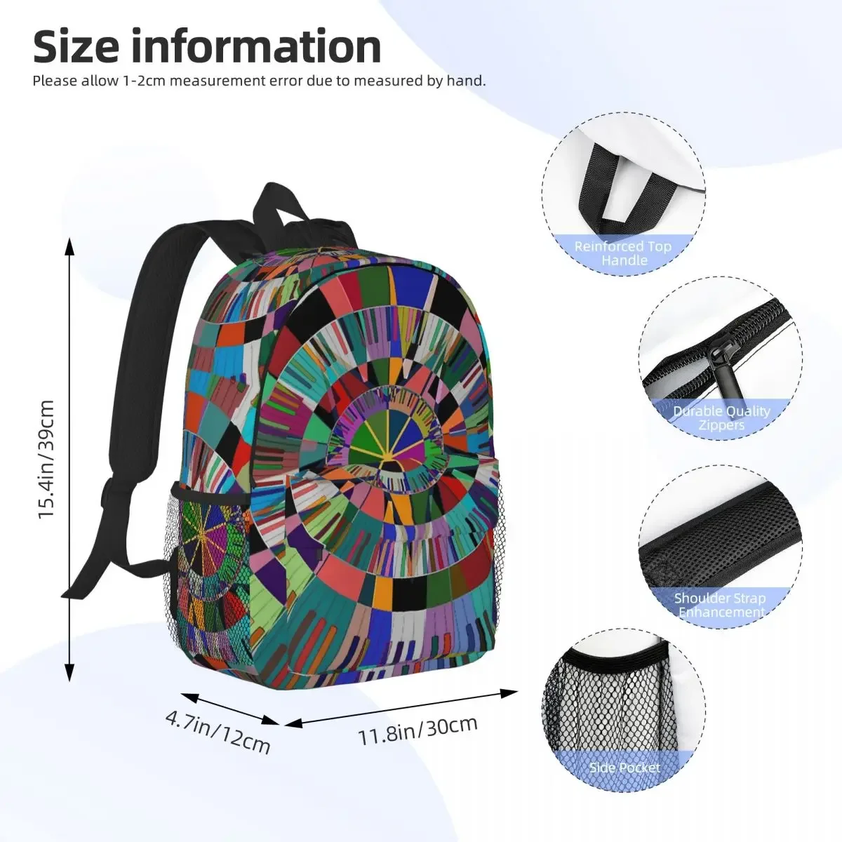 Psychedelic Piano Keyboard Geometric Backpacks Teenager Bookbag Cartoon Children School Bags Travel Rucksack Shoulder Bag