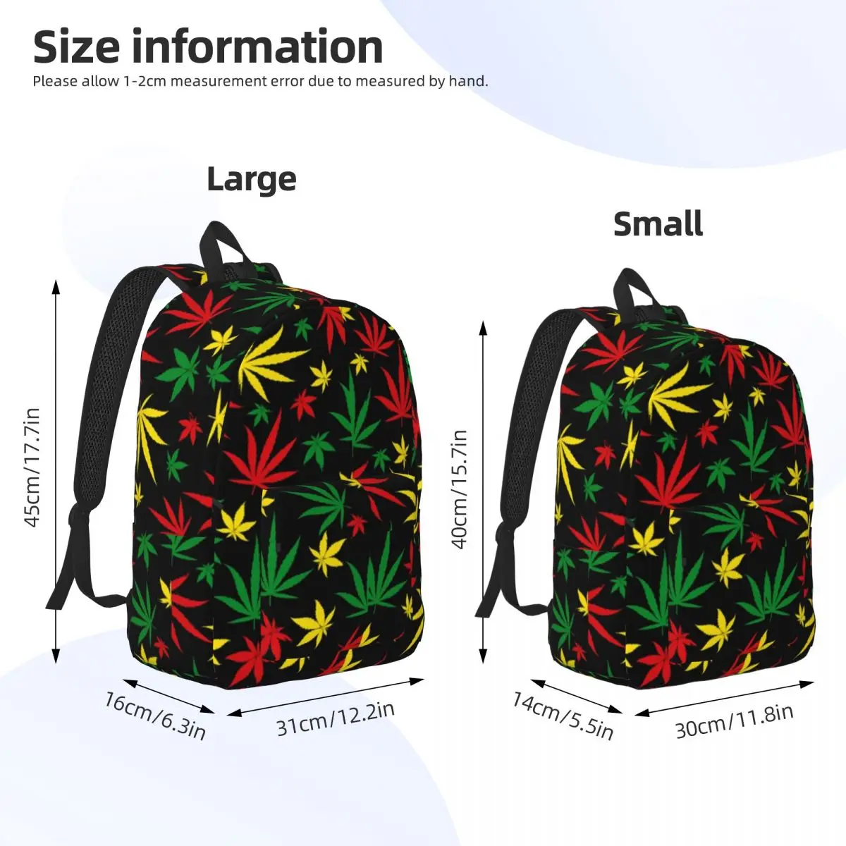 Weed Leaf Pattern Backpack for Men Women Fashion High School Work Daypack Plants Laptop Canvas Bags Gift