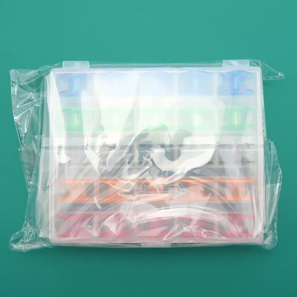 

25Pcs Sewing Machine Bobbin Kit Empty Plastic Spools with Compartment Case Assorted Colors for Easy Color Selection