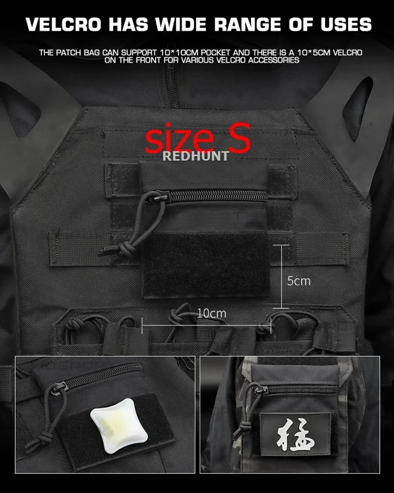 Tactical EDC Pouch Outdoor Candy Bags for MK3 MK4 Hunting Chest Rig Vest Attached Hanging Storage Bag Hunting Vest Pouch-S/M/L