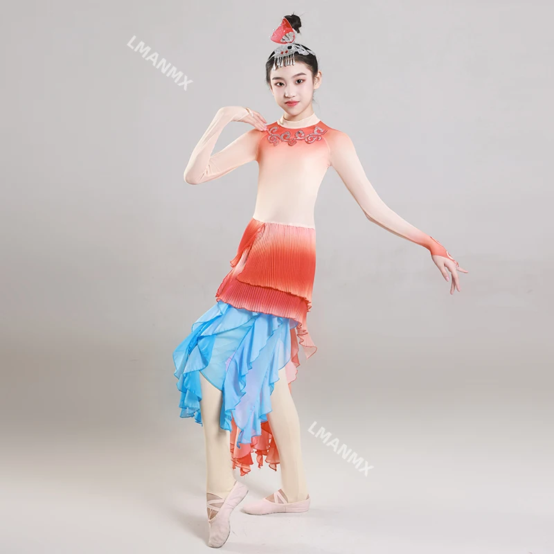 Sukienka Yunboli Koi do tańca skaczącego, strój dla dzieci na występy, karp skaczący przez bramę smoczą, piszczące rybki, radosny taniec i śpiew.