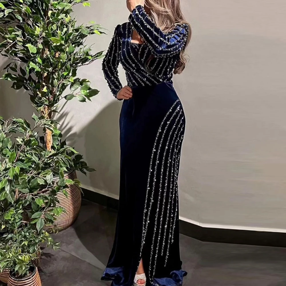 Epoch فساتين سهره سعوديه Formal Evening Dress Elegant Straight Square Collar Sequined Custom Made Cocktail Prom Gown Sexy Women