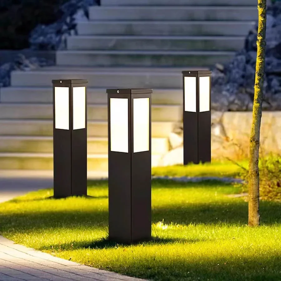 40/80CM E27 Outdoor Garden Lawn Lamp Waterproof Villa Courtyard Pathway Light Path Landscape Post Light Aluminum Bollards Lamp