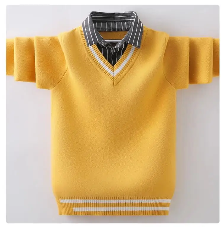 Boy\'s sweater with two shirt collars