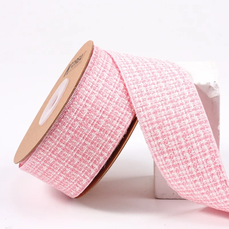 10 Yards 40MM Knit Plaid Ribbon Pressure Edge Hair Bows DIY Crafts Handmade Accessories Gift Wrapping