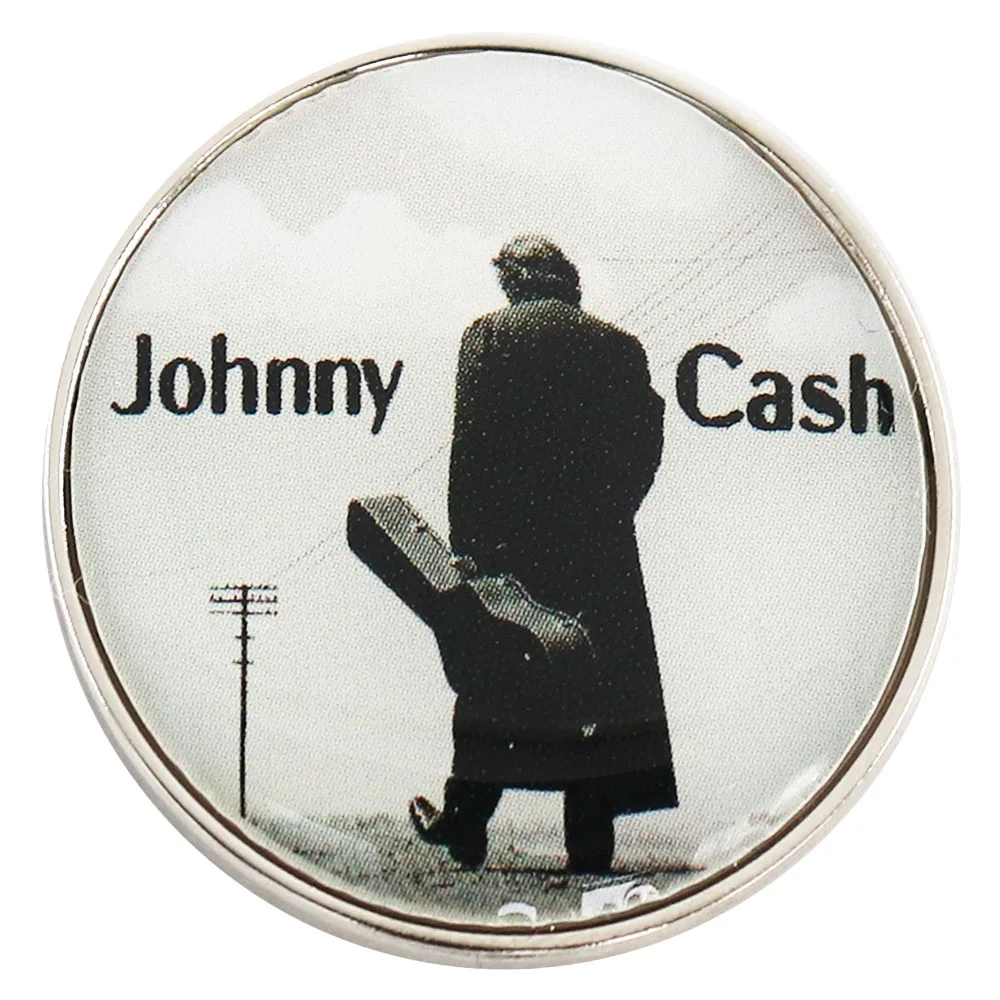 KRV Um Tribute To Johnny Cash Cantor de música country americano compositor Capa do álbum Alfinete de lapela