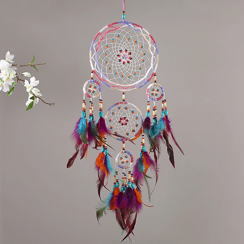 NEW Creative all handmade five-ring dream catcher pendant living room bedroom decoration wall hanging beautiful Hanging ornament