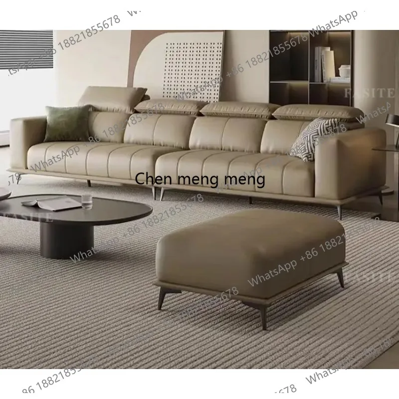 E182 Modern home living room straight row piano keys sofa combination hair microfiber leather function headrest