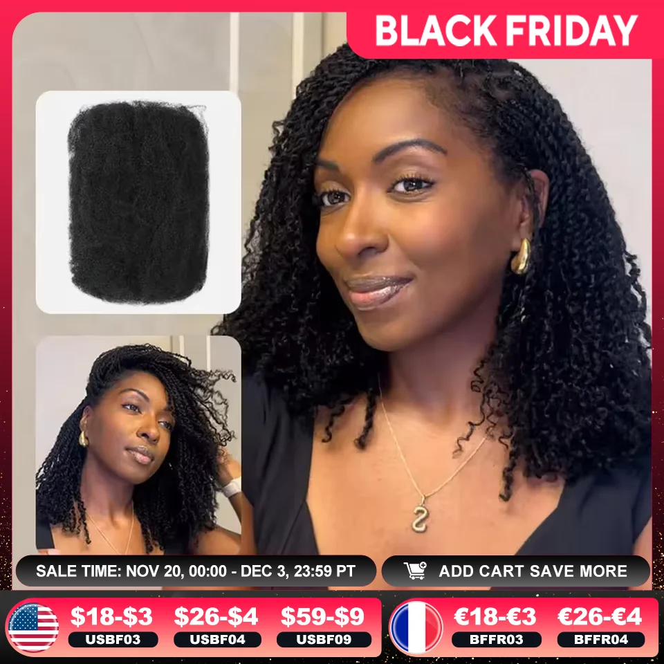 QVR الأفرو غريب السائبة الشعر البشري 1 قطعة غريب مجعد السائبة QVR تجديل الشعر لتضفير DreadLock 50 جرام وصلات شعر اللون الطبيعي