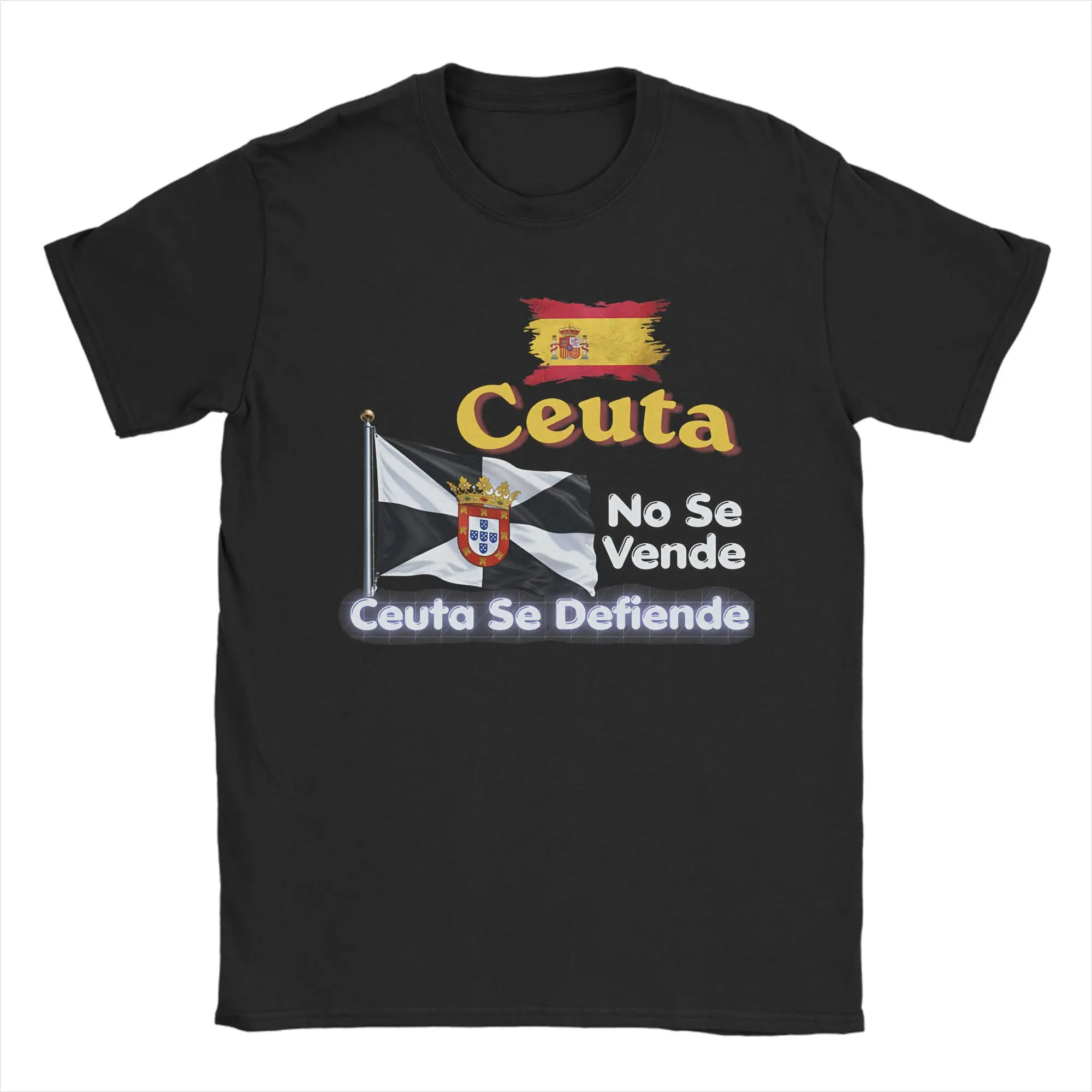 Ceuta No Se Vende Ceuta Se Defiende Bandera Espana Men's T Shirts  Tee Shirt Short Sleeve T-Shirt 100% Cotton Clothes