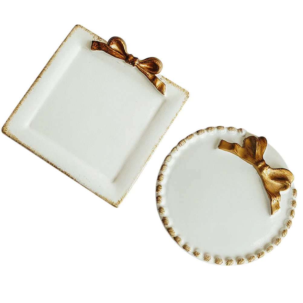 2Pcs Resin Jewelry Display Tray Creative Photography Prop Desktop Ornament Decorative Tray Earring Storage Holder Durable